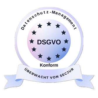 Siegel Datenschutz-Management, DSGVO konform, überwacht von Secjur